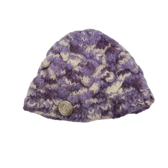 Burton Women's Purple White 100% Wool‎ Marbled Knit Winter Cold Weather Beanie - Picture 1 of 6